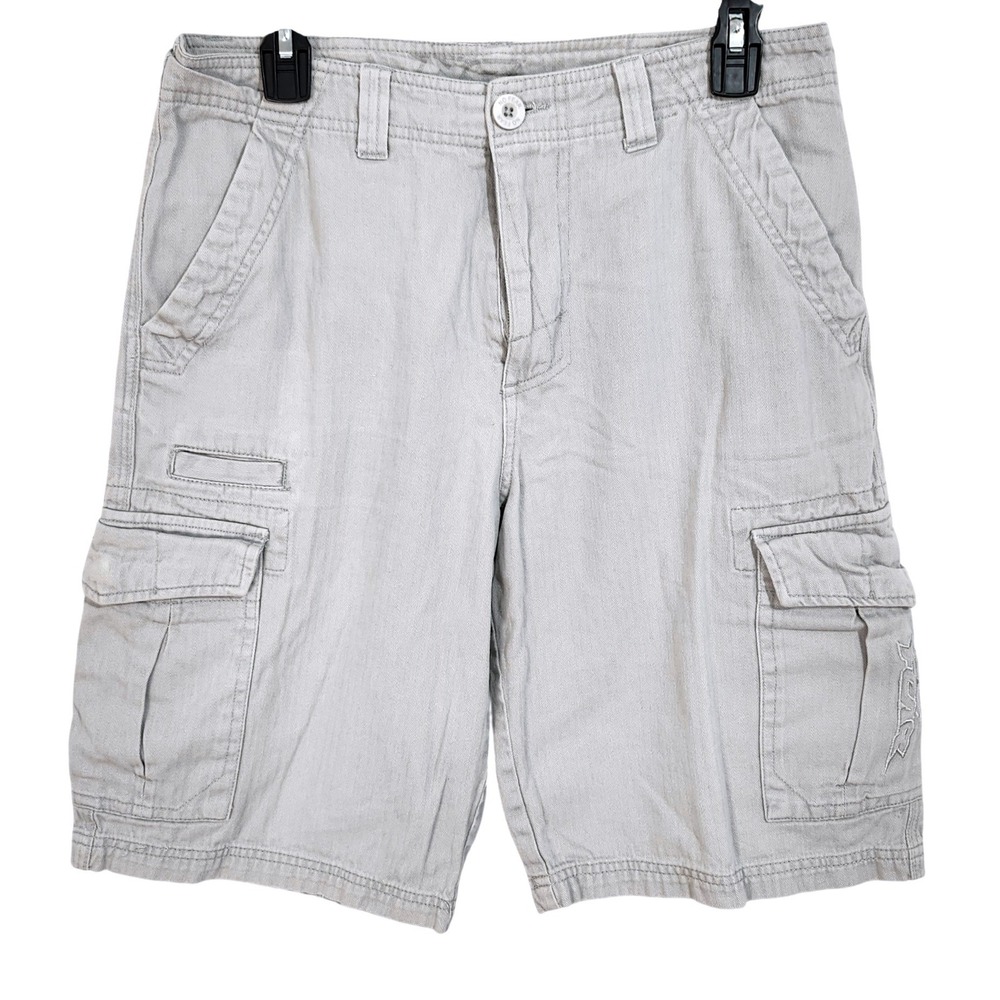 Vintage No Fear‎ Cargo Shorts Size 32 (31" Waist) Gray Cotton Y2K Skate Utility